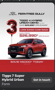 [VIC] Chery Tiggo 4 Hybrid Urban from $26,990 Driveaway @ Chery Ferntree Gully