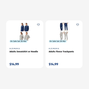 ALDIMANIA Merchandise Sweatshirt, Hoodie, Fleece Track Pants $14.99 Each @ ALDI