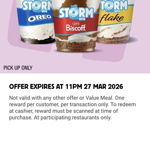 Free Storm Ice Cream @ Hungry Jack's App