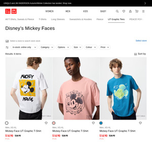 Men's Disney’s Mickey Faces UT Graphic T-Shirts $14.90 + $7.95 Delivery ($0 C&C/ in-Store/ $75 Order) @ UNIQLO