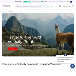 Link Velocity Account To Inspiring Vacations for up to 3000 Velocity Points