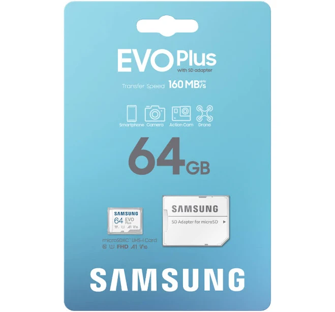Samsung 64GB Micro SDXC EVO Plus Gen2 Memory Card