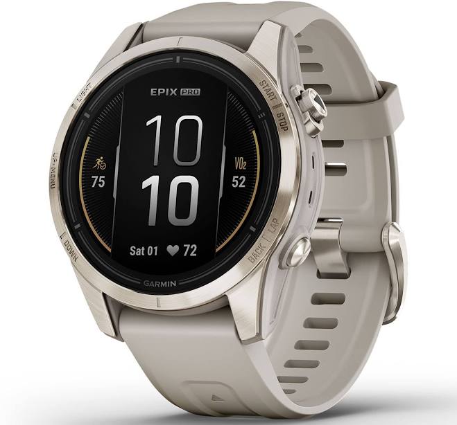 Garmin epix ™ Pro (Gen 2) Sapphire Edition 42mm Soft Gold with Light Sand Band