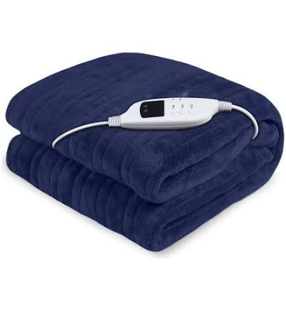 Laura Hill Heated Electric Blanket Fleece Throw (Blue)