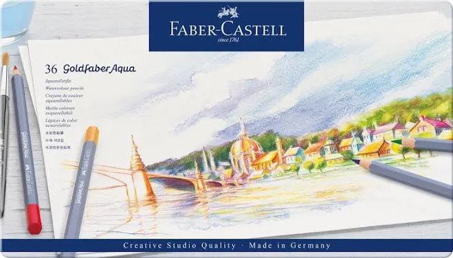 Faber-Castell 36x GoldFaber Aqua Watercolour Colour Pencils Tin