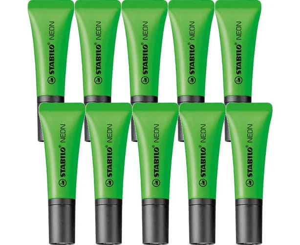 Stabilo Box 10 Highlighter (Neon Green)