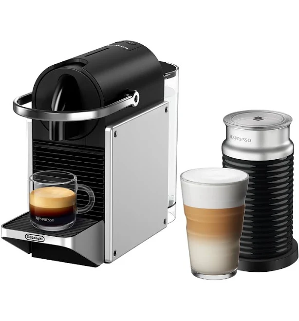 De'Longhi Pixie Nespresso Capsule Coffee Machine (Silver & Aeroccino3)