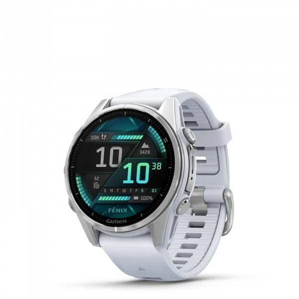 Garmin fenix® 8 43mm AMOLED Glass Bare Stainless Steel with Whitestone Band
