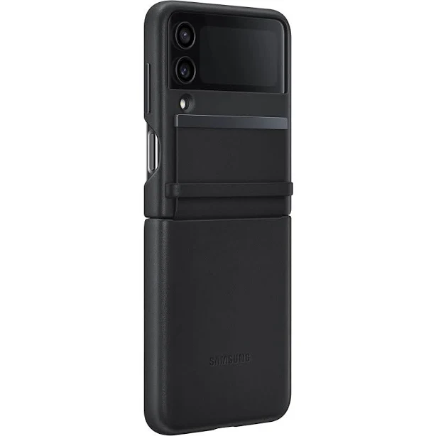Samsung Galaxy Z Flip 4 Case | Flap Leather Cover |Black