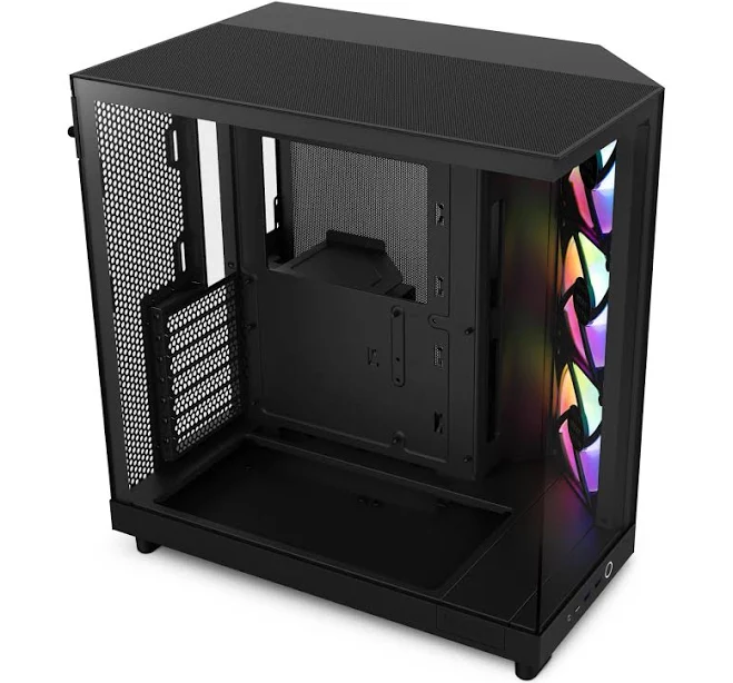 NZXT CC-H61FB-R1 H6 Flow RGB Compact Dual Chamber TG Mid Tower ATX Case (Matte Black)