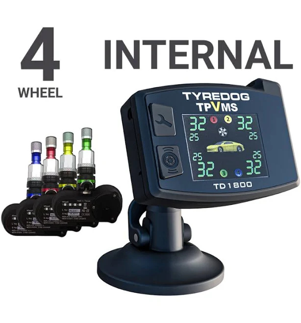 TyreDog TD1800-I (Internal Sensor) 4 Wheel Tyre Pressure, Vibration & Temperature Monitoring Kit