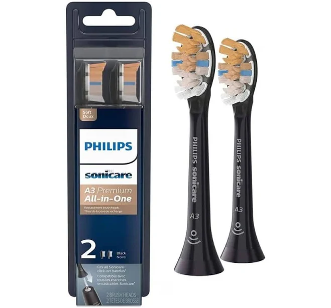 Philips Sonicare A3 Premium All-in-one Brush Head 2 Pack (Black)