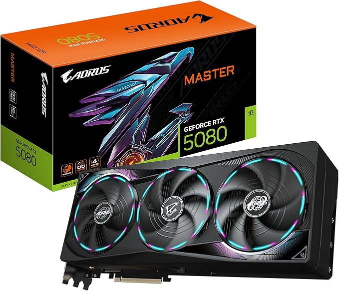 Gigabyte Aorus GeForce RTX 5080 Master 16G Graphics Card (GV-N5080AORUS M-16GD)