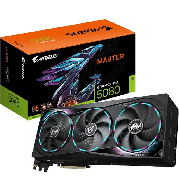 Gigabyte Aorus GeForce RTX 5080 Master 16G Graphics Card (GV-N5080AORUS M-16GD)