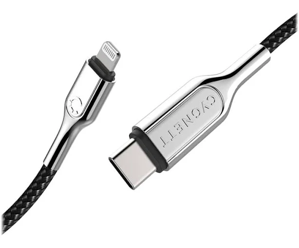 Cygnett USB 2.0 Armoured braided USB C Lightning 2m Black