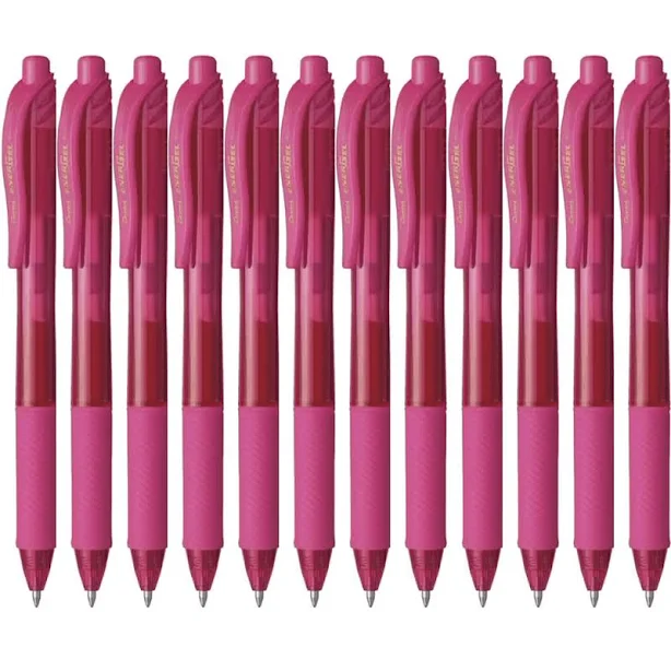 Pentel BL107 Box 12 Energel-X Retractable Gel Ink Pen 0.7mm (Pink)
