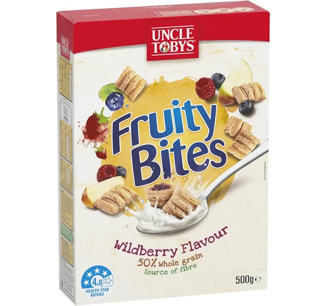 UNCLE TOBYS Fruity Bites Wildberry Breakfast Cereal, 500g