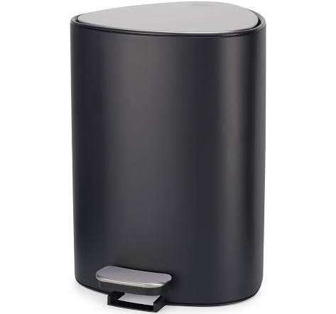 Joseph Joseph Easystore Stainless Steel 5 Litre Pedal Bin With Bin Liner Storage, Soft-Close Lid, Removable Inner Bucket, For Bathroom, Bedroom, Office, Matt Black