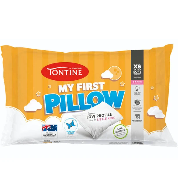 Tontine My First Pillow for Kids – Extra Soft and Low Profile Design Ideal for Cot-to-Bed Transition – Anti-Microbial Polyester Fill with Star Print Cotton Cover – Machine Washable – Australian Made