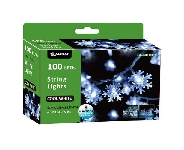 Sansai 100 LED Snowflake String Lights (Cool White)