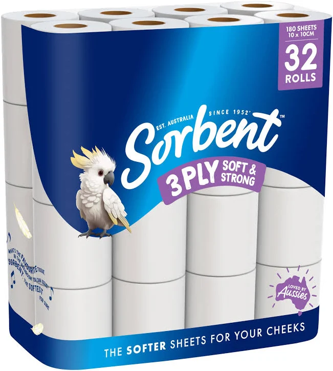 Sorbent 3PLY Silky White Toilet Paper - 32 Pack