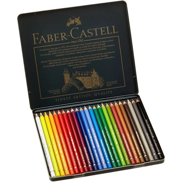 Faber-Castell 24 Polychromos Artist Colour Colouring Pencils Tin Set
