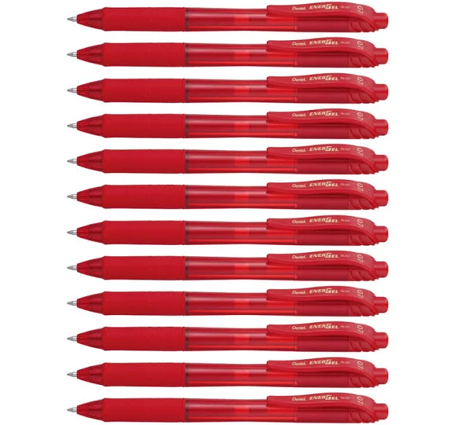 Pentel BL107 Box 12 Energel-X Retractable Gel Ink Pen 0.7mm (Red)