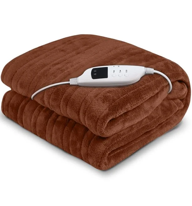Laura Hill Heated Electric Blanket Fleece Throw (Brown)