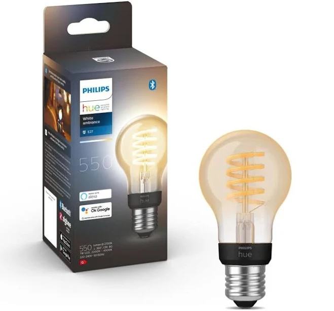 Philips Hue White Ambience Filament A60 E27 Bluetooth Bulb (2021)