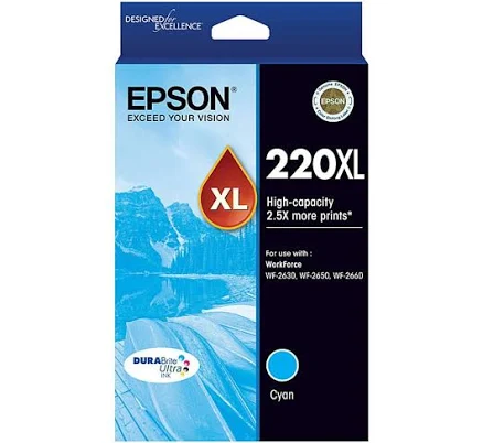 Epson 220XL DuraBrite Ultra High Capacity Ink Cartridge (Cyan)