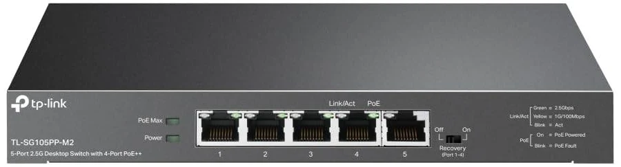 TP-Link TL-SG105PP-M2 5-Port 2.5G Desktop Switch with 4-Port PoE++