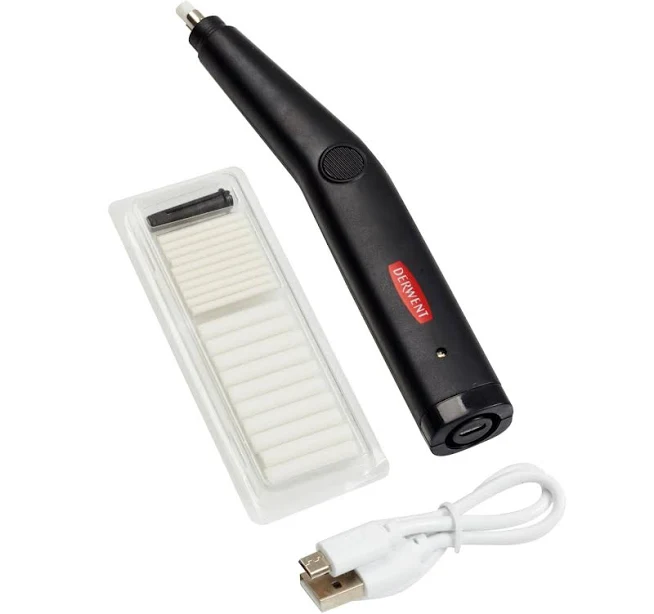 Derwent USB Rechargeable Electric Eraser Rubber Precision with Tip Refills