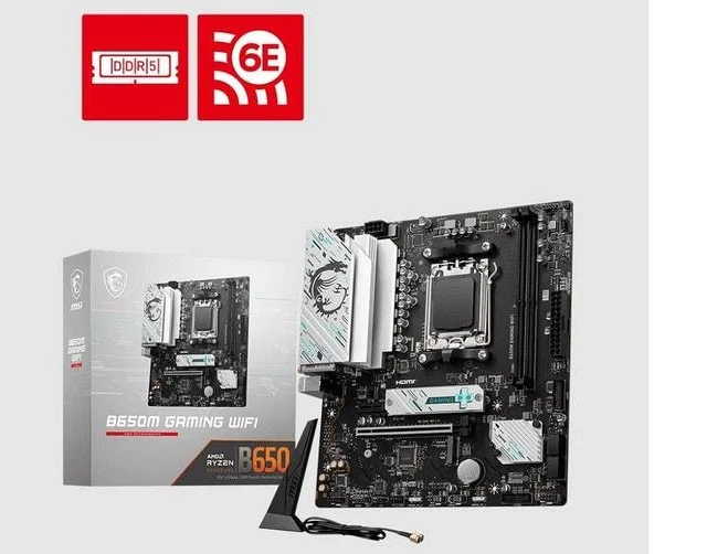 MSI B650M GAMING PLUS WIF AMD AM5 mATX Motherboard, 4x DDR5, 1x PCI-E x16, 2x PC -