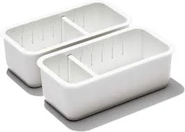 OXO 2-Piece Adjustable Drawer Bin Set White 3x6 Inch