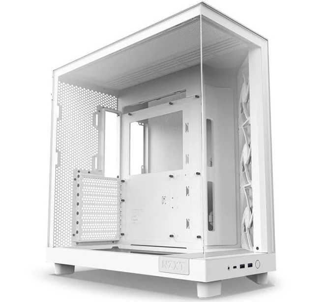 NZXT H6 Flow Compact Dual Chamber TG Mid Tower ATX Case - Matte White (CC-H61FW-01)